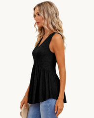 Flowy Peplum V-Neck Sleeveless Tank Top