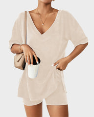 2-Piece Biker Short Lounge Set for Everyday Wear