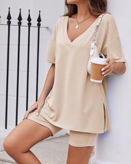 2-Piece Biker Short Lounge Set for Everyday Wear