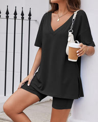 2-Piece Biker Short Lounge Set for Everyday Wear