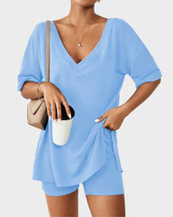 2-Piece Biker Short Lounge Set for Everyday Wear