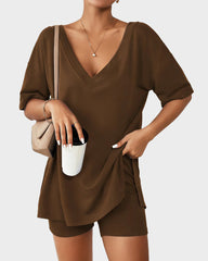 2-Piece Biker Short Lounge Set for Everyday Wear