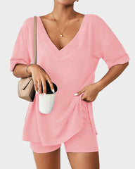2-Piece Biker Short Lounge Set for Everyday Wear