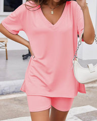 2-Piece Biker Short Lounge Set for Everyday Wear