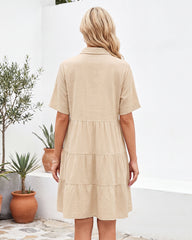 Button-Down A-Line Mini Dress