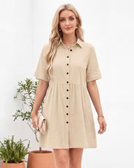 Button-Down A-Line Mini Dress