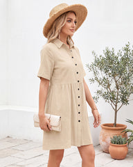 Button-Down A-Line Mini Dress