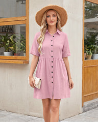 Button-Down A-Line Mini Dress