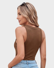 Built-In Bra Ribbed Tank Top for Everyday Wear