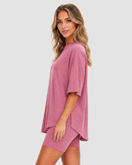 2-Piece Biker Short Lounge Set for Everyday Wear