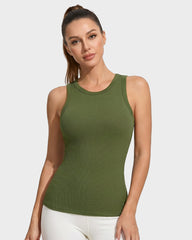 High Neck Seamless Workout Tank – Built-In Bra Top