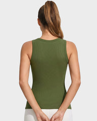 High Neck Seamless Workout Tank – Built-In Bra Top