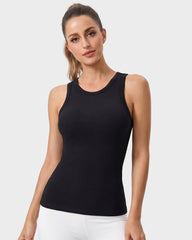 High Neck Seamless Workout Tank – Built-In Bra Top