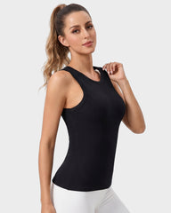 High Neck Seamless Workout Tank – Built-In Bra Top