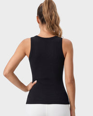 High Neck Seamless Workout Tank – Built-In Bra Top