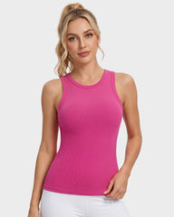 High Neck Seamless Workout Tank – Built-In Bra Top