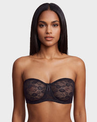 No-Slip Strapless Underwire Bra with Lace Detail