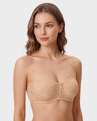 No-Slip Strapless Underwire Bra with Lace Detail