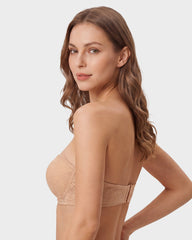 No-Slip Strapless Underwire Bra with Lace Detail