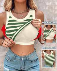 Built-In Bra Ribbed Tank Top for Everyday Wear