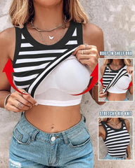 Built-In Bra Ribbed Tank Top for Everyday Wear