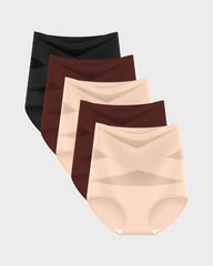 5-Pack Plus-Size High-Waist Cross Tummy Control Panties