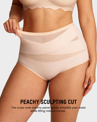 5-Pack Plus-Size High-Waist Cross Tummy Control Panties
