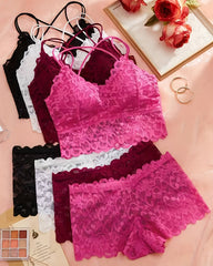 4-Pack Romantic Lace Bralette & Panty Bundle