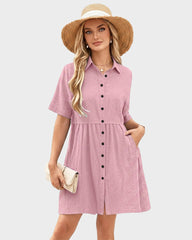 Button-Down A-Line Mini Dress