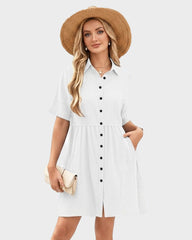 Button-Down A-Line Mini Dress