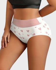 6-Pack Soft Cotton Heart Print High-Waist Panties