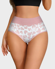 6-Pack Soft Cotton Heart Print High-Waist Panties