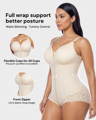 Zip-Up Overbust Sculpting Shapewear Bodysuit