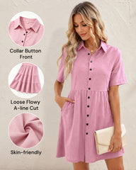 Button-Down A-Line Mini Dress