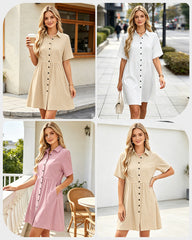 Button-Down A-Line Mini Dress