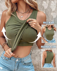 Built-In Bra Ribbed Tank Top for Everyday Wear